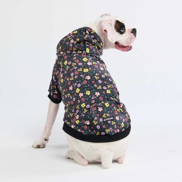 Vintage Flower Dog Hoodie - Black - Image 3