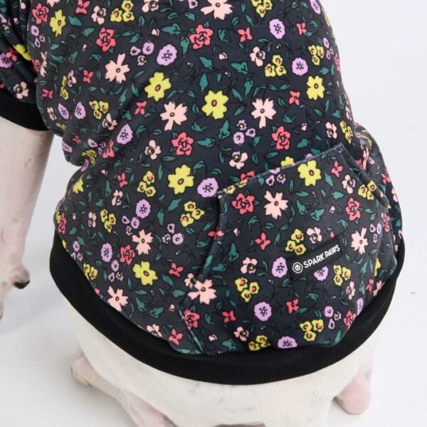 Vintage Flower Dog Hoodie - Black - Image 4