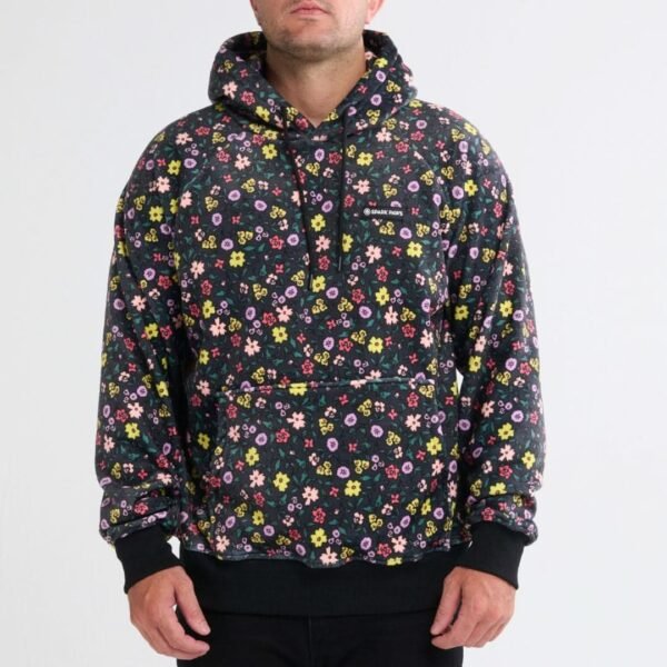 Vintage Flower Human Hoodie - Black - Image 2