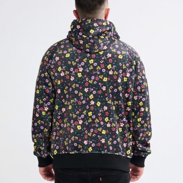 Vintage Flower Human Hoodie - Black - Image 4