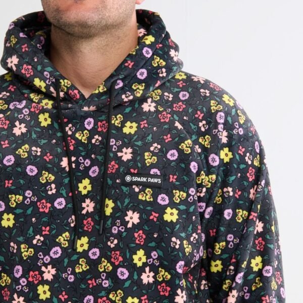 Vintage Flower Human Hoodie - Black - Image 3