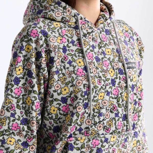 Vintage Flower Human Hoodie - Light Grey - Image 2