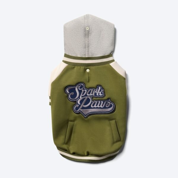Dog Varsity Jacket - Olive - Image 2