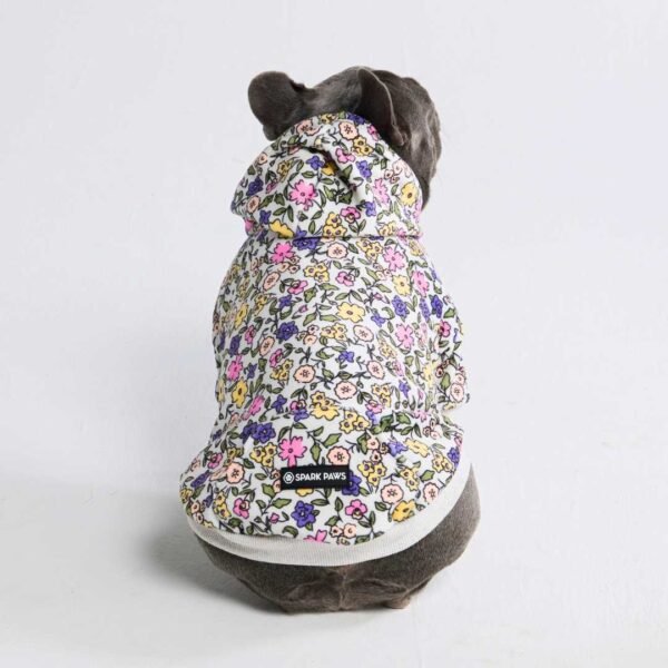 Vintage Flower Dog Hoodie - Light Grey - Image 5
