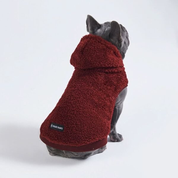 Teddy Sherpa Dog Jacket - Maroon - Image 3