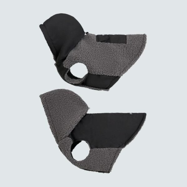 Reversible Sherpa Jacket - Grey and Black - Image 3