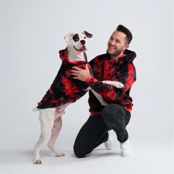 Velvet Dog Hoodie - Red & Black - Image 5
