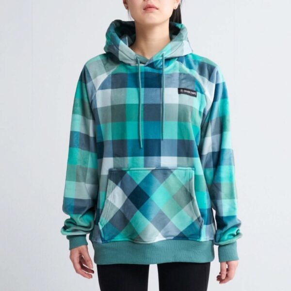 Velvet Human Hoodie - Turquoise Checkered - Image 2