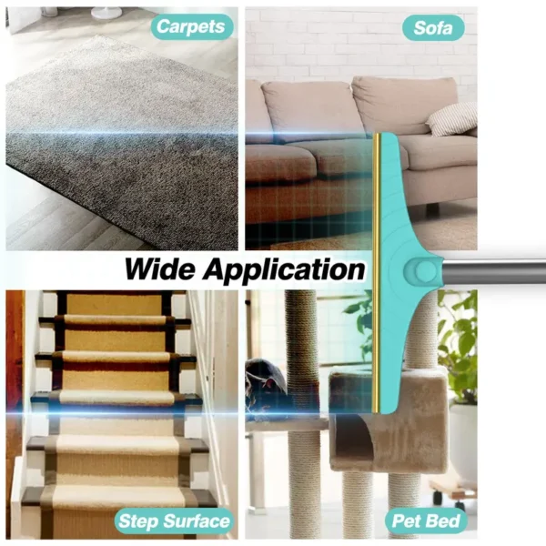 Carpet Rake for Pet Hair Removal, Reusable Cat Dog Hair Remover with 45’’ Long Handle Advanced Lint Remover - Image 7