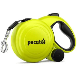 Pecute 10m/32ft Retractable Dog Lead with Poo Bag Holder, Chew Proof Dog Leash with 360° Tangle-Free Extended, Anti-Slip Handle & Quick Brake Button, Suitable for Dogs Up to 50kg/110lbs in Weight