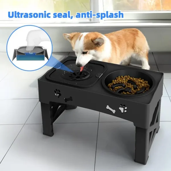Elevated Pet Dog Bowls Slow Feeder,Adjustable Raised Dog Bowl,Food+Water Bowls - Image 7
