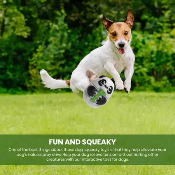 PuchoⓇ Indestructible Dog Toys. Quality Strong Milk Scented Toothbrush Ball for Aggressive Chewers. Durable Squeaky Natural Rubber Chew Toy. Elegantly Gift Boxed Panda, For Medium to Large Dogs. - Image 6