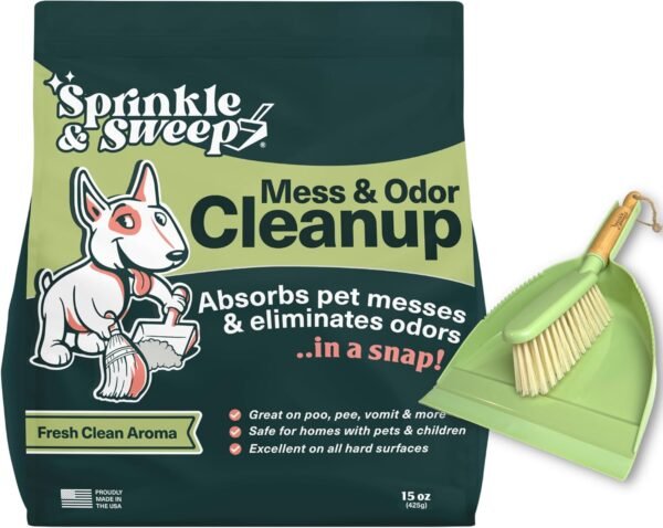Sprinkle & Sweep Pet Accident Cleanup for all Hard Surface-4 Bag + Sweeper Kit (15oz Each) - Image 2