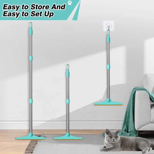 Carpet Rake for Pet Hair Removal, Reusable Cat Dog Hair Remover with 45’’ Long Handle Advanced Lint Remover - Image 3