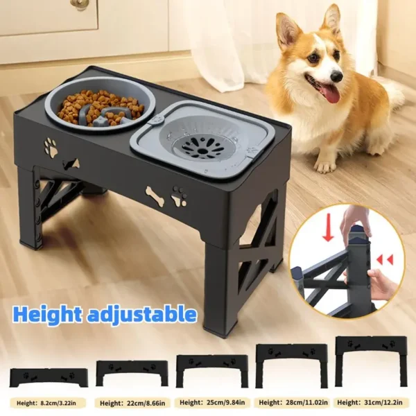 Elevated Pet Dog Bowls Slow Feeder,Adjustable Raised Dog Bowl,Food+Water Bowls - Image 8