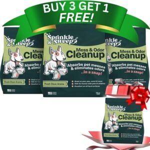 Sprinkle & Sweep Pet Accident Cleanup for all Hard Surface-4 Bag + Sweeper Kit (15oz Each)