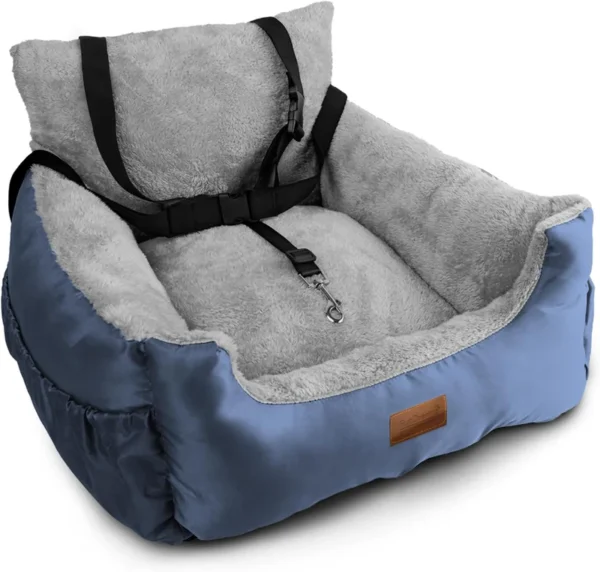 FurDreams Dog Car Seat – Plush & Cozy Pet Booster Seat for Small Dogs & Cats with Storage Pocket, Safety Leash, Waterproof Liner, and Non-Slip Base - Image 7