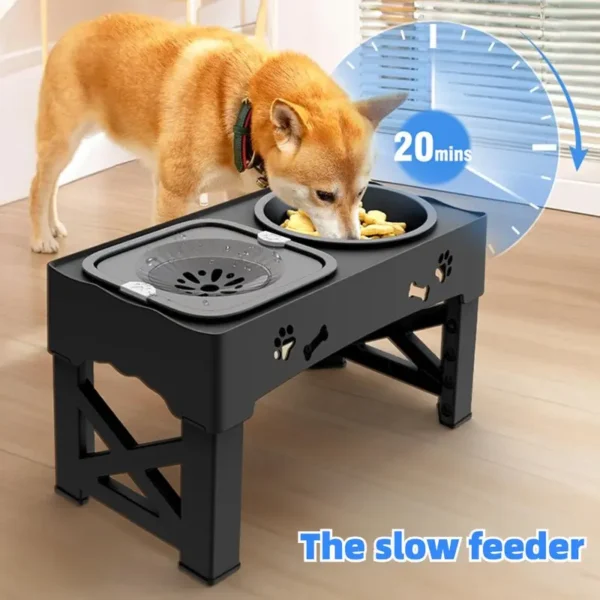 Elevated Pet Dog Bowls Slow Feeder,Adjustable Raised Dog Bowl,Food+Water Bowls - Image 6