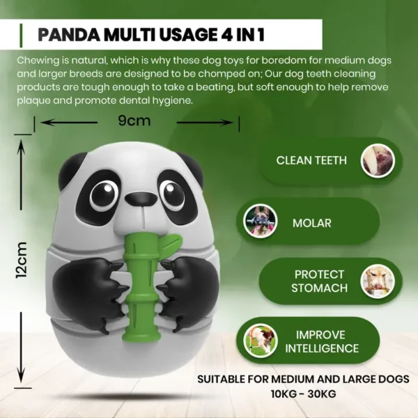 PuchoⓇ Indestructible Dog Toys. Quality Strong Milk Scented Toothbrush Ball for Aggressive Chewers. Durable Squeaky Natural Rubber Chew Toy. Elegantly Gift Boxed Panda, For Medium to Large Dogs. - Image 5