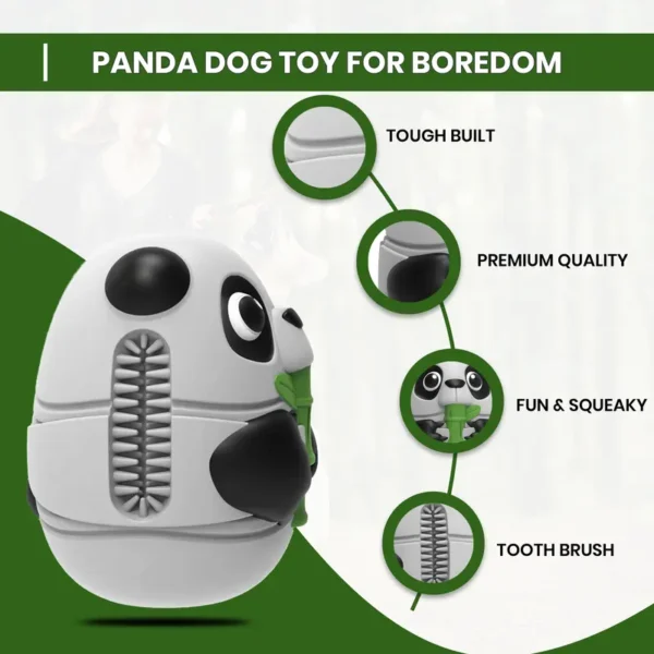 PuchoⓇ Indestructible Dog Toys. Quality Strong Milk Scented Toothbrush Ball for Aggressive Chewers. Durable Squeaky Natural Rubber Chew Toy. Elegantly Gift Boxed Panda, For Medium to Large Dogs. - Image 3