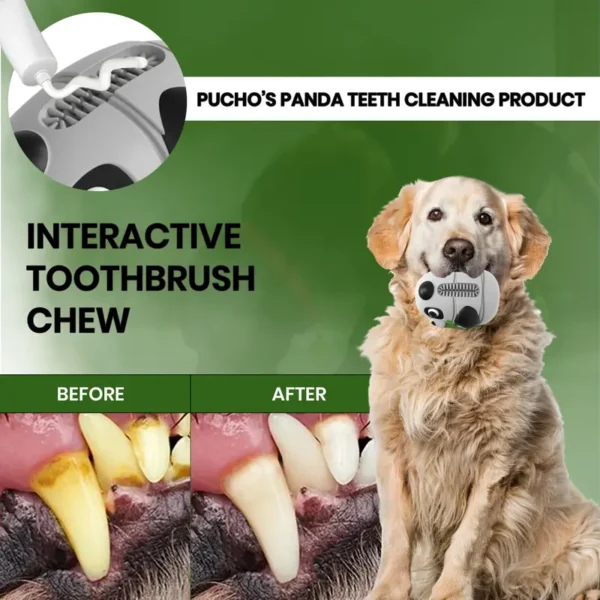 PuchoⓇ Indestructible Dog Toys. Quality Strong Milk Scented Toothbrush Ball for Aggressive Chewers. Durable Squeaky Natural Rubber Chew Toy. Elegantly Gift Boxed Panda, For Medium to Large Dogs. - Image 4