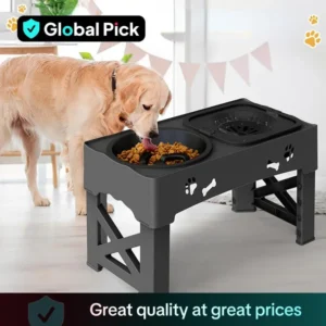 Elevated Pet Dog Bowls Slow Feeder,Adjustable Raised Dog Bowl,Food+Water Bowls
