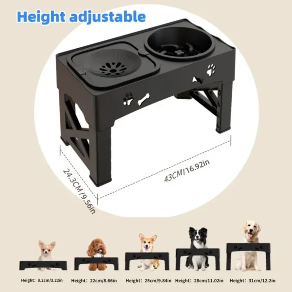 Elevated Pet Dog Bowls Slow Feeder,Adjustable Raised Dog Bowl,Food+Water Bowls - Image 9