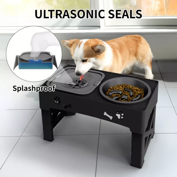Elevated Pet Dog Bowls Slow Feeder,Adjustable Raised Dog Bowl,Food+Water Bowls - Image 5
