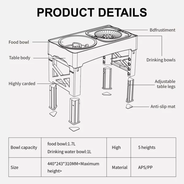 Elevated Pet Dog Bowls Slow Feeder,Adjustable Raised Dog Bowl,Food+Water Bowls - Image 11